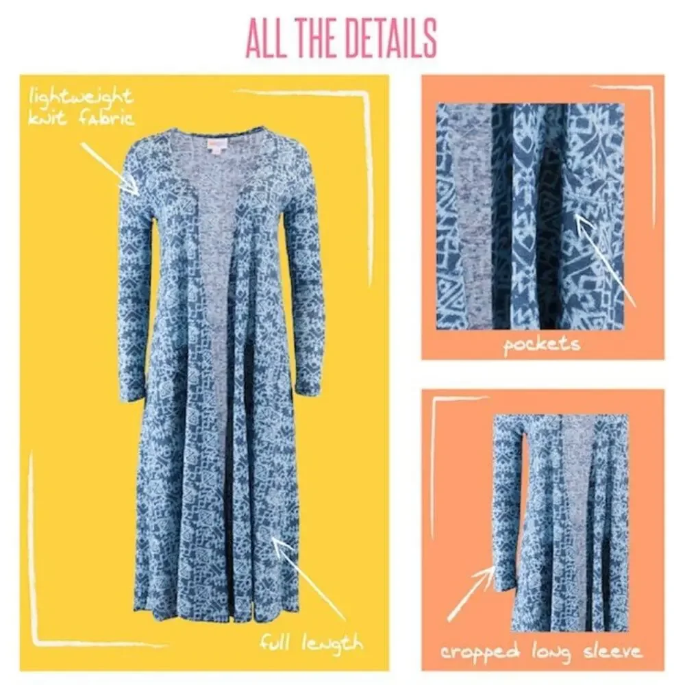 LuLaRoe Sarah Cardigan Small Floral Golden Mustard Jacquard Longline Duster
